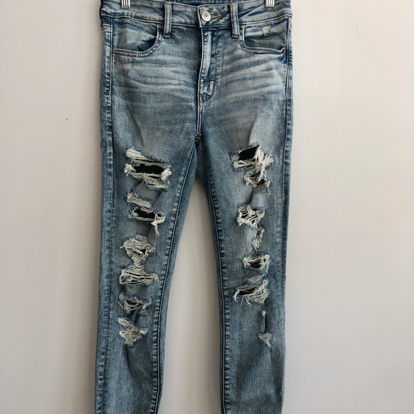 American Eagle Hi-Rise Ripped Jeggings Size 8 - Picture 2 of 8